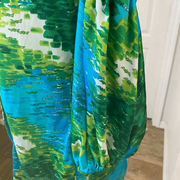 Sirena Womens Vintage Green Hawaiian Swim Coverup Top Size Medium Button Down - Picture 6 of 8